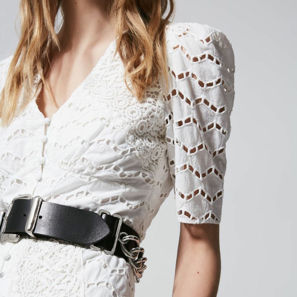 The Kooples | Embroidered Fit-And-Flare Mini Dress - Picture 12 of 16